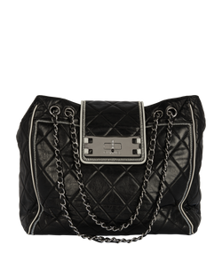 Quilted Mademoiselle Lock Tote, Leather, Black, 12128173(2008/09), B/AC